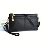 Fashion Crossbody Bag For Women, Double Zipper Clutch Purse, Square Wrist Wallet For Coin & Phone