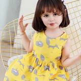 SHEIN One Cartoon Cute Princess-Style Printed Loose Fit Breathable Soft Animal Pattern Young Girls' Vest Dress For Spring And Summer