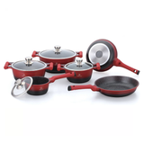 Cookware Gold Collection - Die Cast Alu - 10Pcs - RED/BLACK - Royalty Line