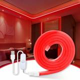 SHEIN 1pcs Neon Rope Light 5V USB 9.8ft/3m LED Strip With Red Waterproof Flexible LED Neon Light Strip, Wedding Red LED Light Strip, Wedding Scene Decoratio