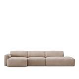 NO GA - Brick 3-Seater Chaise Lounge Open End Right - Shadow Beige