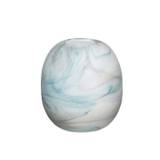 Hübsch Vase Glas Marmor-art Hvid/BlåLille