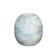 Hübsch Vase Glas Marmor-art Hvid/BlåLille