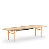 House of Finn Juhl - Table Bench Large, With Brass Edges, Oak, Orange Steel