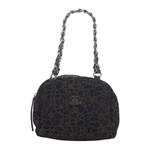 Chanel Vintage Camellia Suede Shoulder Bag Sort, Dame - Sort - Onesize