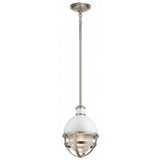 Tollis Mini Loftlampe i stål og glas Ø20,4 cm 1 x E27 - Børstet nikkel/Hvid
