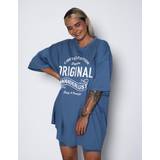 To Be Wanderlust T-shirt kjole Oversize, Claire, Dusty blue - 164,XS+,XS-S