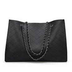 pcs Fashion Vintage Diamond Plaid Sewing Bag Tote Handbag Set For Mother And Daughter Solid Color Pu Leather Tote Bag And Coin Purse Chain Travel Hand - Black
