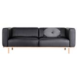 Andersen Furniture A1 lædersofa - 2,5 pers. - sort - stel i hvidpigmenteret eg