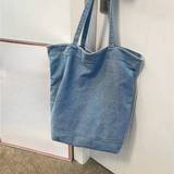 SHEIN Denim Bag Large Capacity Shopping Bag Mother Bag Handheld Canvas Tote Bag Commuting Denim Bag Student Bag