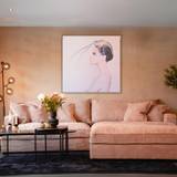 Fløjls sofa | Chelsey flydersofa | 3 personers sofa flamingo