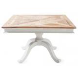 Spisebord i genanvendt elmetræ 130 x 130 cm - Antik hvid/Natur