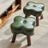 SHEIN 1 Piece Dark Green Clover Shaped Small Stool, Home Living Room Tea Table Stool, Fashionable Round Stool, Sofa Footstool, Low Stool, Shoe Changing Stoo