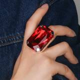 SHEIN One Exaggerated Oversized Square Multicolor Crystal Ring Women Party Catwalk Fashion Accessory