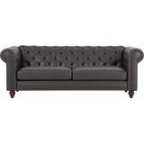 Royal Chesterfield 3-personers sofa mørkebrunt kunstlæder + Møbelplejesæt til tekstiler
