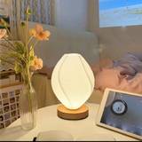 SHEIN Premium 3d Decorative Table Lamp, Intelligent Healthy Lighting, Natural Wood + White Lamp Body, Three Colors Soft Light For Creating Romantic & Cozy A