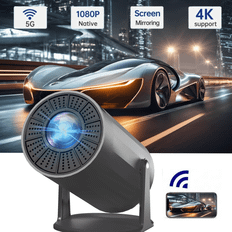 New HY Black Matte Version Smart Projector Portable K Projector With Dual WiFi  Android  System Support  Rotation And Auto Keystoning Full HD P Compat - Black