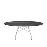 Kartell - Glossy Oval Table 4572 192x118, Chrome, Black Marble Finish