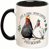 SHEIN 1pc, 11oz Coffee Mug, Funny Chicken Gift Just For A Girl Who Loves Woodpecker, Birthday And Christmas Gift