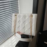 Classic Solid Color Square Shoulder Chain Bag Trendy AllMatch Chain Bag For Women - White