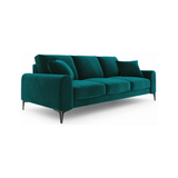 Larnite 4-personers sofa i velour B237 cm - Sort/Turkis