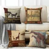 SHEIN Set Of 4 Throw Pillow Covers Nordic Style Animal Leopard Zebra Giraffe Decorative Throw Pillow Cases Sofa Cushion Covers Outdoor Cushion For Sofa Couc