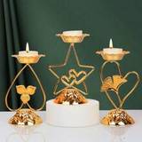 SHEIN 1PC Metal Iron Art Nordic Ins Romantic Atmosphere Decoration Candlestick Decoration Holder Candlelight Dinner Stand Fengsheng Day Atmosphere Candle