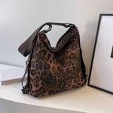 SHEIN Fashionable Large Capacity Leopard Animal Print Random Pattern Shoulder Tote Bag, Can Be Cross-Body Or Backpack, Suitable For School, Work, Business T
