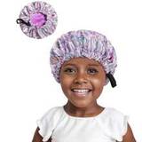 SHEIN 1pc Children's Bonnet With Printed Buttons, Dual Layered & Silk Satin Inner Lining, Casual Daily Wear, Breathable Comfortable Sleep Cap