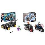 LEGO DC Verfolgungsjagd im Batmobile: Batman vs. Joker Spielzeugauto-Set & Marvel Captain America & Black Widow Motorräder, Avengers