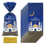 25pcs Eid Mubarak Gift Bags Plastic Candy Cookie Boxes With Twist Ties Ramadan Kareem Decoration Party Supplies Ramadan Kareem Gifts