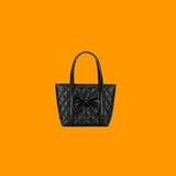 pc Girls Black Pu Leather Tote Bag Fresh Diamond Pattern  Embroidery Lovely Bowknot Decoration Zip Closure Suitable For All Seasons Daily Use - Black