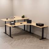 Hæve sænkebord hjørneskrivebord - Premium, Størrelse 160x200 cm, Bordplade Birk, Stativ Sort