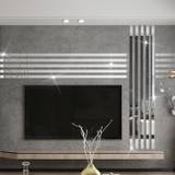 10pcs Silver Striped Mirror Stickers - Self Adhesive Wall Decals Removable Acrylic Mirror Sheets For Bedroom Decoration, Living Room Decor, Home Decor, Home Art (3*35cm/1.17*13.75in)