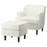 IKEA - ROCKSJÖN lænestol med puf, Blekinge hvid