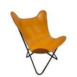 Flagermusstol i ægte læder (fås i flere forskellige farver) (Farve: Karry farvet læder - sort stel)