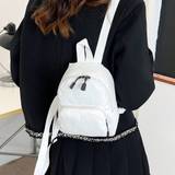 SHEIN 1pc Solid Color Canvas Fashionable, Versatile And Simple Mini Campus Style Women's Backpack