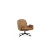 Normann Copenhagen Era Lounge Chair Low Swivel Black Alu SH: 40 cm - Ultra Leather / Brandy 41574