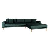 Riviera lounge sofa mørkegrøn velour, højrevendt Længde på 290 cm