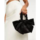 ASOS DESIGN - Sort clutch-taske med hank og oversized sløjfe-Black