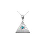 0.05ct Turquoise Egyptian Pyramid Evil Eye Necklace in Sterling Silver