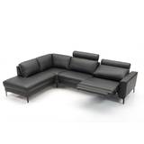 Stamford 2600 sofa med open end til Venstre - Set forfra og el-recliner - 300 x 210 cm. - Sort Madras læder