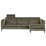 Nordic 2,5 pers. sofa m/chaiselong - stof/læder - L 264 x D92/142 x H 81 cm