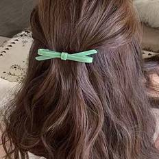 pc Simple Acetic Acid Bow Detail Bow Hair Clip For Spring  Summer Sweet Style Hair Accessory For Making Half Ponytail With Advanced Sense - Green - one-size