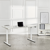 Delta hæve-sænkebord 120 cm - Hvid laminat - 3-leddet kvadratisk, Sort - Dencon