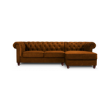Lapis Chaiselong sofa i bøgetræ og velour højrevendt B278 x D150 cm - Brun/Brun