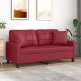 vidaXL 2-personers sofa med pyntepuder 140 cm kunstlæder vinrød