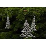Juletræspynt - Juletræer med sølvglimmer måler 10x9 cm