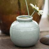 Ib Laursen Vase Mini with Grooves Crackled Surface Dusty Green