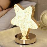 SHEIN 1pc Usb Rechargeable Luxury Metal Material Star Shaped Touch 3 Colors Changing Led Table Lamp For Living Room, Bedroom, Camping, Student Dorms, Partie